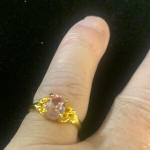 Elegant Gold and Pink Gemstone Ring bogo